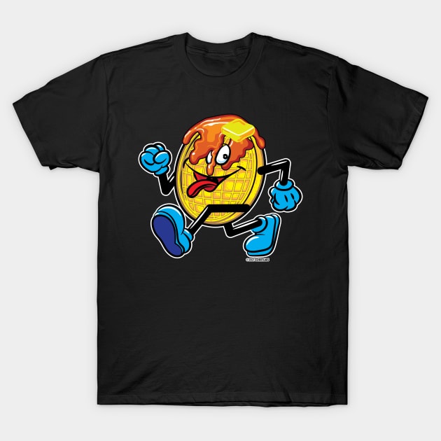 Happy Smiling Waffle Mascot with maple syrup and butter T-Shirt by eShirtLabs